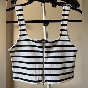 Zara Striped Zipper Crop Top